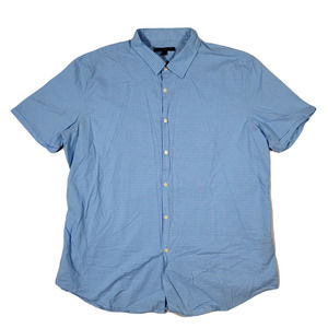 John Varvatos USA Blue Check Shirt Mens 2XL Short‎ Sleeve Cotton